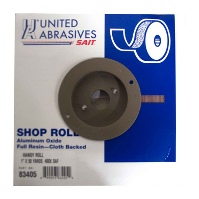 United Abrasives SAIT 83405 Blue Line 1" x 50 Yards DA-F Aluminum Oxide Cloth Handy Shop Rolls 400 Grit