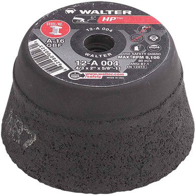 Walter 12A004 4x5/8-11 HP Heavy Duty Spin-On Cup Wheel for Steel Type 11 Grit A16