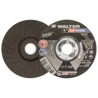 Walter 11T152 5x3/64x7/8 ZIP WHEEL High Performance Cut-Off Wheels Type 27 A60 Grit, 25 pack