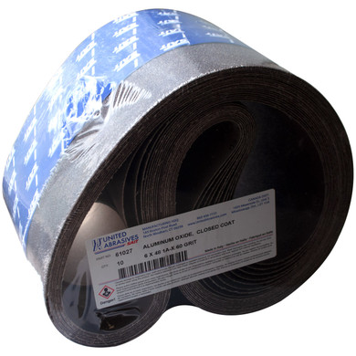 United Abrasives SAIT 61027 6x48 Quick Ship 1A-X Aluminum Oxide Benchstand Belts, 60 Grit, 10 pack