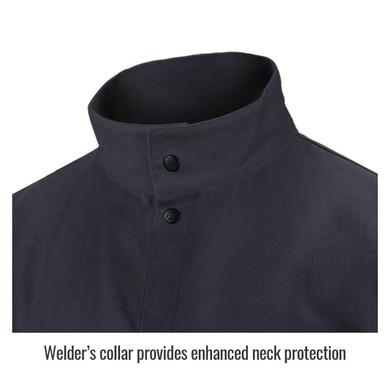 Black Stallion FBK9-30C Flame-Resistant Cotton Welding Jacket, Black, X-Large