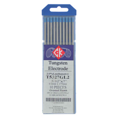 CK T5327GL2 2% Lanthanated Tungsten Electrode 5/32" X 7", 10 pack