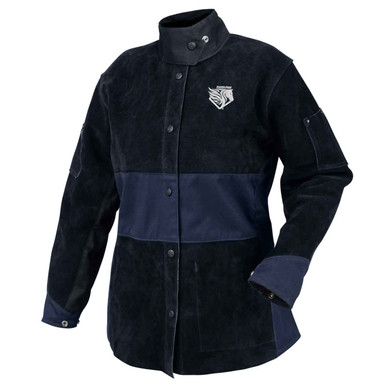 Black Stallion JH1515-NB AngelFire Women's Hybrid Welding Jacket, Cowhide and FR Cotton, Navy & Black, X-Small