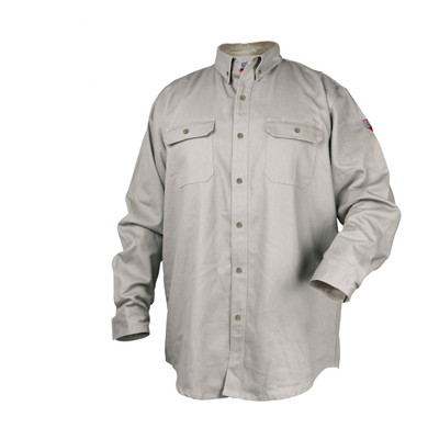 Black Stallion WF2110-ST FR Cotton Work Shirt, NFPA 2112 Arc Rated, Stone Khaki, Medium
