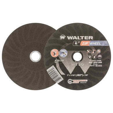 Walter 11T072 7x1/16x7/8 ZIP WHEEL High Performance Cut-Off Wheels Type 1 A30 Grit, 25 pack