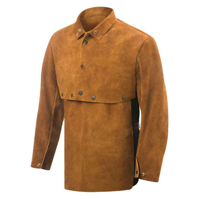 Steiner 9213-2X Premium Side Split Cowhide Welding Cape Sleeves With 19" Bib Brown 2X-Large