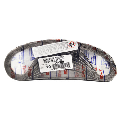 United Abrasives SAIT 60089 1/2x24 Quick Ship 1A-X Aluminum Oxide File Sander Belt, 60 Grit, 10 pack