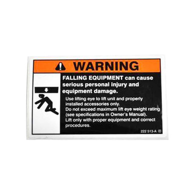 Miller 222513 Label, Warning Falling Equipment Can Cause Serious