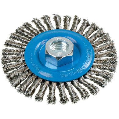 Walter 13K414 4x3/16x5/8-11 Stringer Bead Wire Wheel Brush with Knot Twisted Wire .02 for Aluminum and Stainless Steel