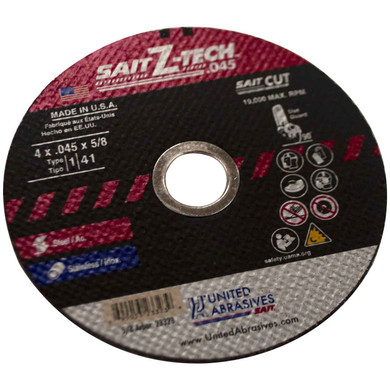 United Abrasives SAIT 23323 4x.045x5/8 Z-Tech High Performance Cut-off Wheels, 50 pack