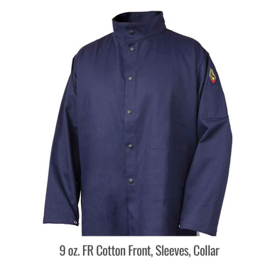 Black Stallion JF1625-NG Stretch-Back FR Cotton Welding Jacket, Navy/Gray, Medium