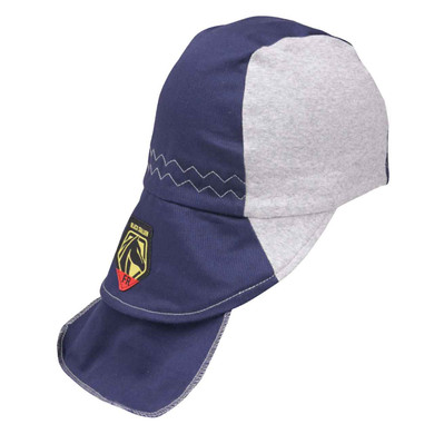 Black Stallion AH1630-NG FR Cotton Welding Cap with Hidden Bill Extension, Navy/Gray, Large