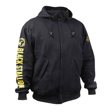 Black Stallion JF1331-BK TruGuard 200 FR Cotton Full-Zip Hooded Sweatshirt, Black, 2X-Large