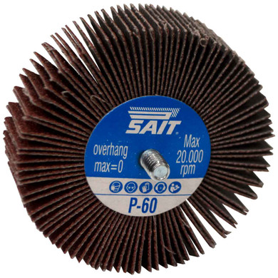 United Abrasives SAIT 71080 3x1 2A Threaded Spindle Premium Aluminum Oxide Flap Wheels 60 Grit, 10 pack