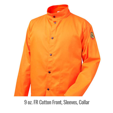 Black Stallion JF1625-OR Stretch-Back FR Cotton Welding Jacket, Orange, Large
