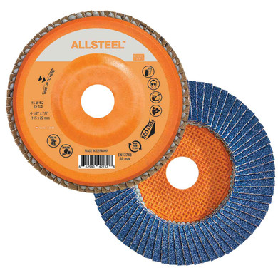 Walter 15W462 4-1/2x7/8 ALLSTEEL Flap Disc with Eco-Trim Backing 120 Grit Type 27, 10 pack