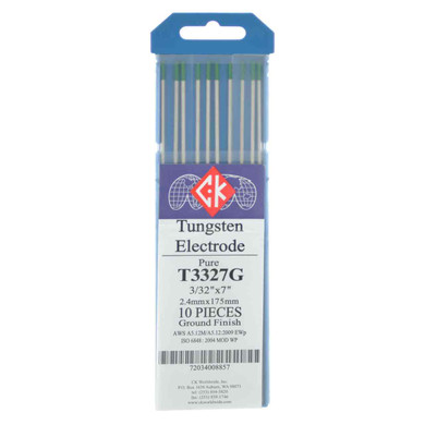 CK T3327G Pure Tungsten Electrode 3/32" X 7", 10 pack