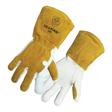 Tillman 49 Mig Welder Gloves Insulated Grain Goatskin/Cowhide Split, Large