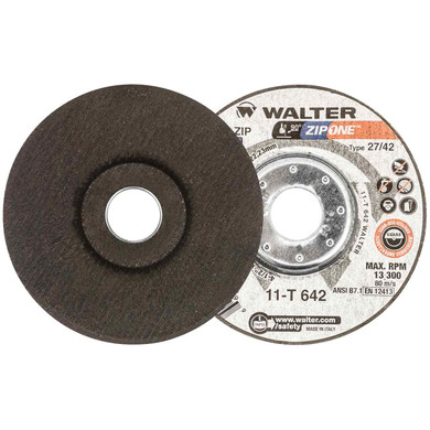 Walter 11T642 4-1/2x1/32x7/8 ZIP ONE Thin Gauge Cut-off Wheels Contaminant Free Type 27 Grit ZA60, 25 pack