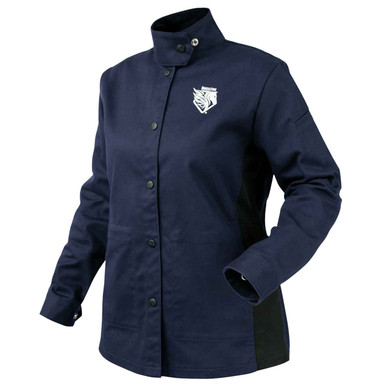 Black Stallion JF1015-NB AngelFire Women's FR Cotton Welding Jacket, Navy & Black, X-Small