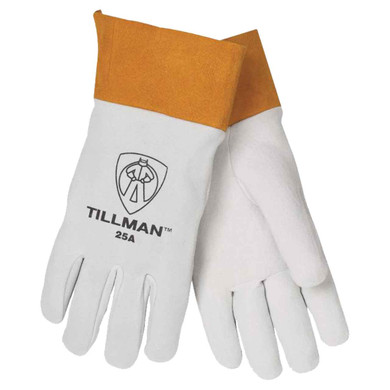 Tillman 25A Deerskin Split Leather 2" Cuff TIG Welding Gloves, Medium