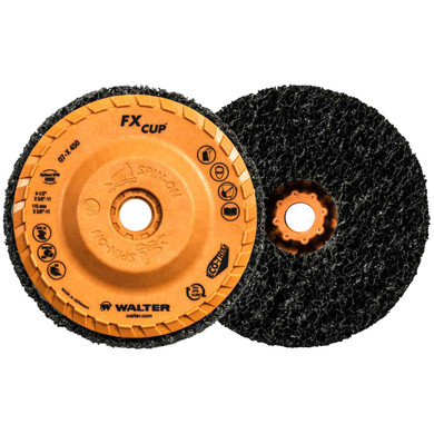 Walter 07X450 4-1/2x3/4x5/8-11 Spin-On FX Cleaning Cup Discs with Eco-Trim Backing Non-Woven Abrasive Type 27, 5 pack