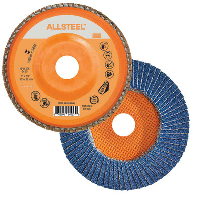 Walter 15W506 5x7/8 ALLSTEEL Flap Disc with Eco-Trim Backing 60 Grit Type 27, 10 pack