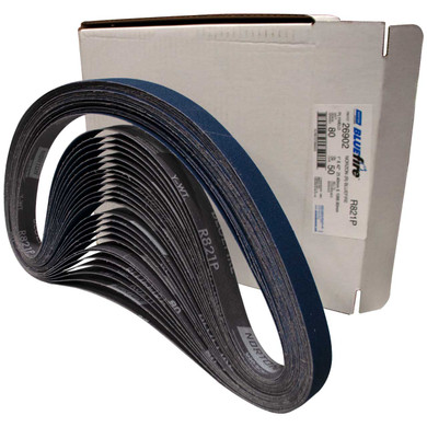 Norton 78072726902 1x42” BlueFire R821P Zirconia Alumina Cloth Narrow Benchstand Belts, 80 Grit, Coarse, 50 pack