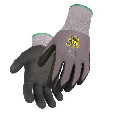 Black Stallion GC1525-GB Accuflex 15G Nylon Nitrile Micro-Foam Knit Glove, Gray/Black, Large, 12 pack