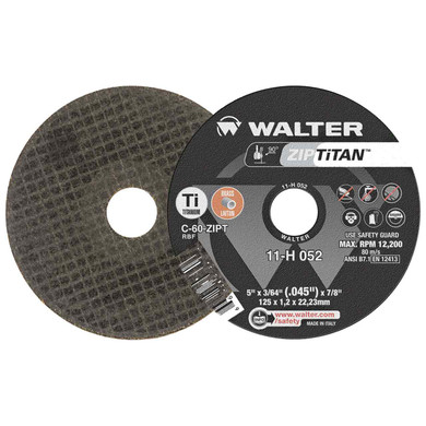 Walter 11H052 5x3/64x7/8 ZIP Titan Brass and Titanium Cut-Off Wheels Type 1 Grit C60, 25 pack