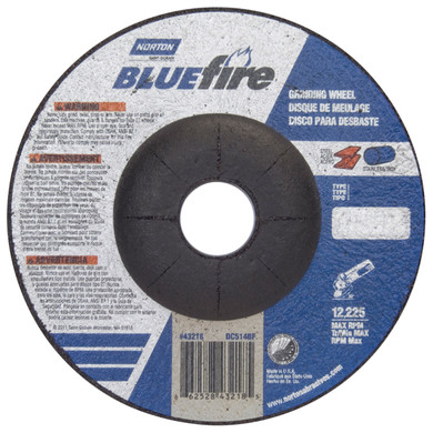 Norton 66252843218 5x1/4x7/8 In. BlueFire ZA/AO Grinding Wheels, Type 27, 24 Grit, 25 pack