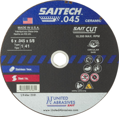 United Abrasives SAIT 23181 6x.045x5/8 Saitech High Performance Cut-off Wheels, 50 pack