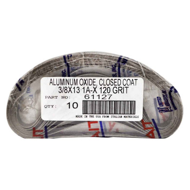 United Abrasives SAIT 61127 3/8x13 Quick Ship 1A-X Aluminum Oxide File Sander Belt, 120 Grit, 10 pack