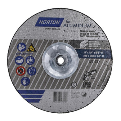 Norton 66252849379 9x1/4x5/8-11 - Aluminum Grinding, Type 27, 10 pack