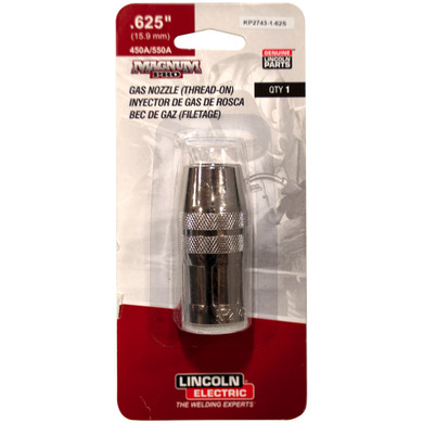 Lincoln Electric KP2743-1-62S Nozzle, Thread-on, 1/8SO, 5/8 ID