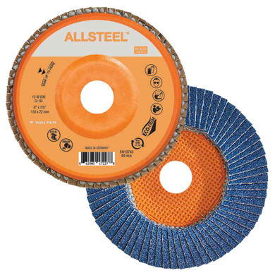 Walter 15W606 6x7/8 ALLSTEEL Flap Disc with Eco-Trim Backing 60 Grit Type 27, 10 pack