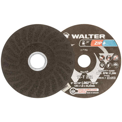 Walter 11T252 5x1/16x7/8 ZIP+ XTRA Heavy Duty Cut-Off Wheels Type 1 Grit A46, 25 pack