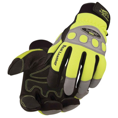 Black Stallion 99HV ToolHandz Grain Pigskin Hi-Vis Mechanics Gloves, Medium