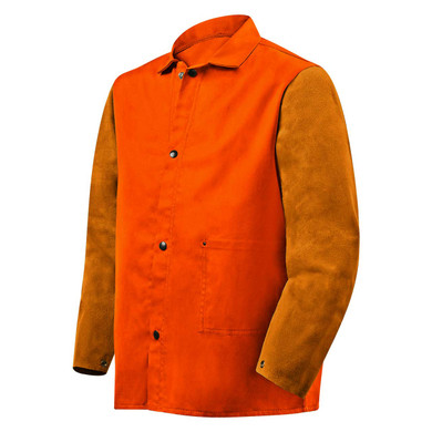 Steiner 1250-3X 30" 9oz. Orange/rust Weldlite Plus Hybrid FR Cotton with Leather Sleeves Jacket, 3X-Large