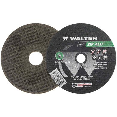 Walter 11U072 7x1/16x7/8 ZIP ALU Cut-Off Wheels for Aluminum Type 1 Grit A60, 25 pack