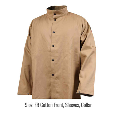 Black Stallion JF1625-TG Stretch-Back FR Cotton Welding Jacket, Tan, Large