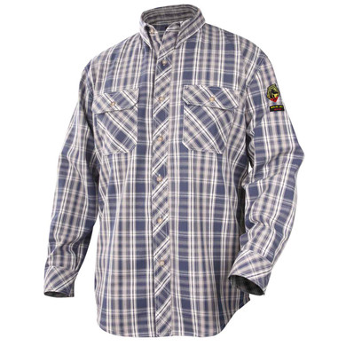 Black Stallion WF2110-PB AR/FR Cotton Work Shirt, NFPA 2112 Arc Rated, Plaid, Large