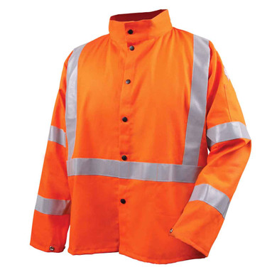 Black Stallion JF1012-OR Hi-Vis Safety Welding Jacket with FR Reflective Tape, Safety Orange, 4X-Large