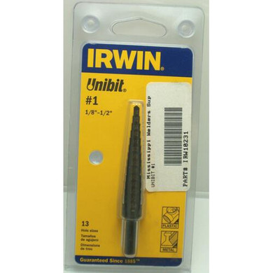 Irwin 10231 1 13 Hole Sizes (1/8"-1/2"), 1/32" Increments.