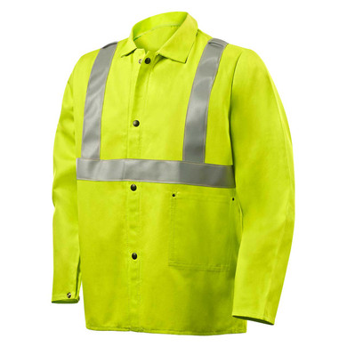 Steiner 1070RS FR Cotton Jacket with FR Silver Reflective Stripes, 30" 9 oz, Lime, Medium