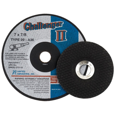 United Abrasives SAIT 27511 7x1/8x7/8 Challenger II Flexible Type 29 Grinding Blending Wheels 36 Grit, 25 pack