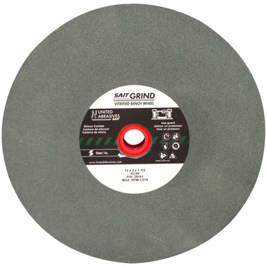 United Abrasives SAIT 28161 12x2x1-1/2 GC80 Green Silicon Carbide General Purpose Bench Grinding Wheel