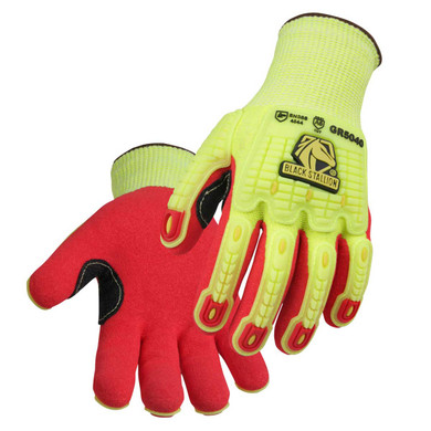 Black Stallion GR5040 AccuFlex Cut Resistant Glove, Impact Resistant Back, Nitrile Coated, Hi-Vis, Large