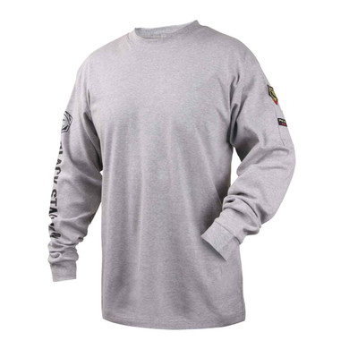 Black Stallion TF2510-GY NFPA 2112 & NFPA70E FR Cotton Knit Long-Sleeve T-Shirt, Gray, Medium