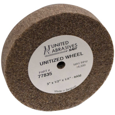 United Abrasives SAIT 77835 3x1/2x1/4 Unitized Wheels Series 821 Non-Woven Aluminum Oxide Grain Hard Density Medium Grade, 10 pack